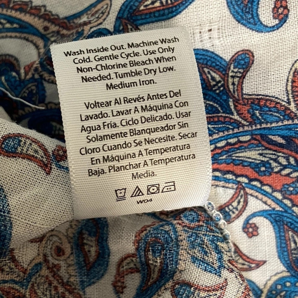 Terra & Sky Paisley Ruffle Sleeve Top Womens 4x White Blue Cotton Boho Hippie - Picture 5 of 7